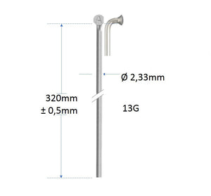 Spaken Alpina 13G (2,34) RVS Zonder draad | 320mm | P144
