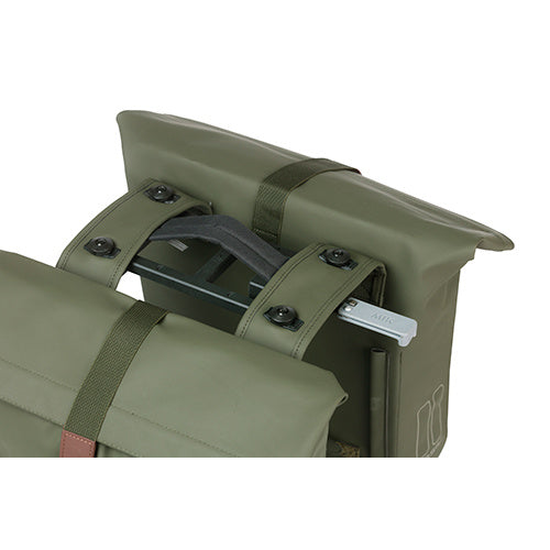 Basil Tas City Dubbel MIK Vegan Leather | Moss Green
