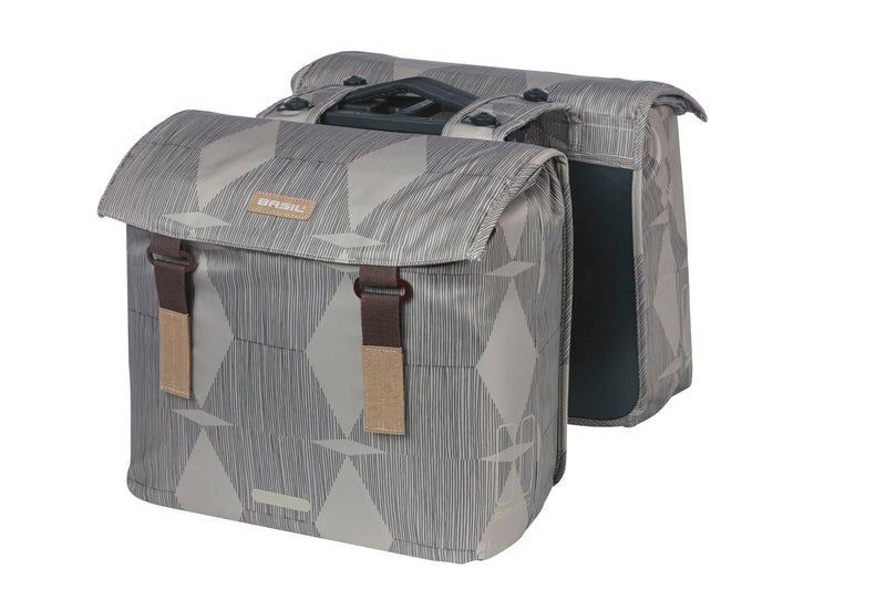 Load image into Gallery viewer, Basil Elegance dubbele fietstas, gerecycled PET, waterkerend, MIK, zwart, 40-49L

