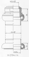 Tecora balhoofdstel1 1 8 inch draad cartr alu 30.0 conus zwart