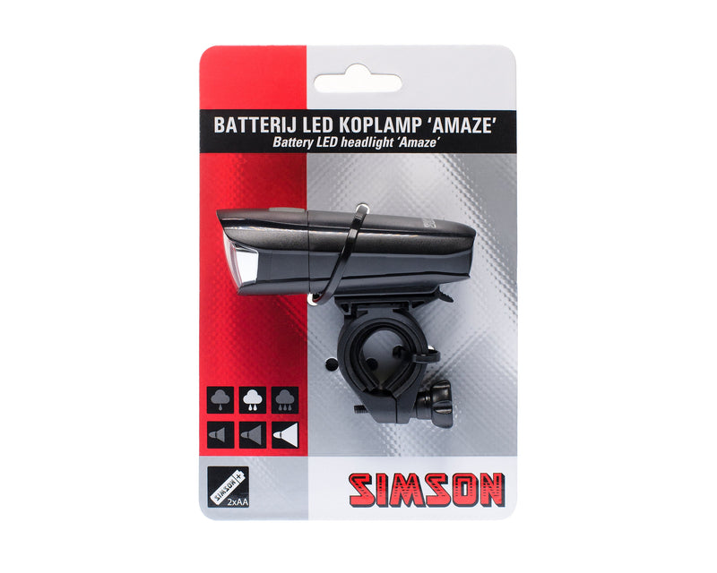 Load image into Gallery viewer, koplamp Amaze led batterijen zwart
