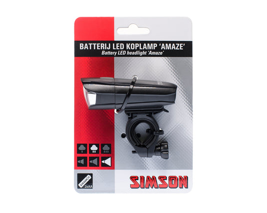 koplamp Amaze led batterijen zwart