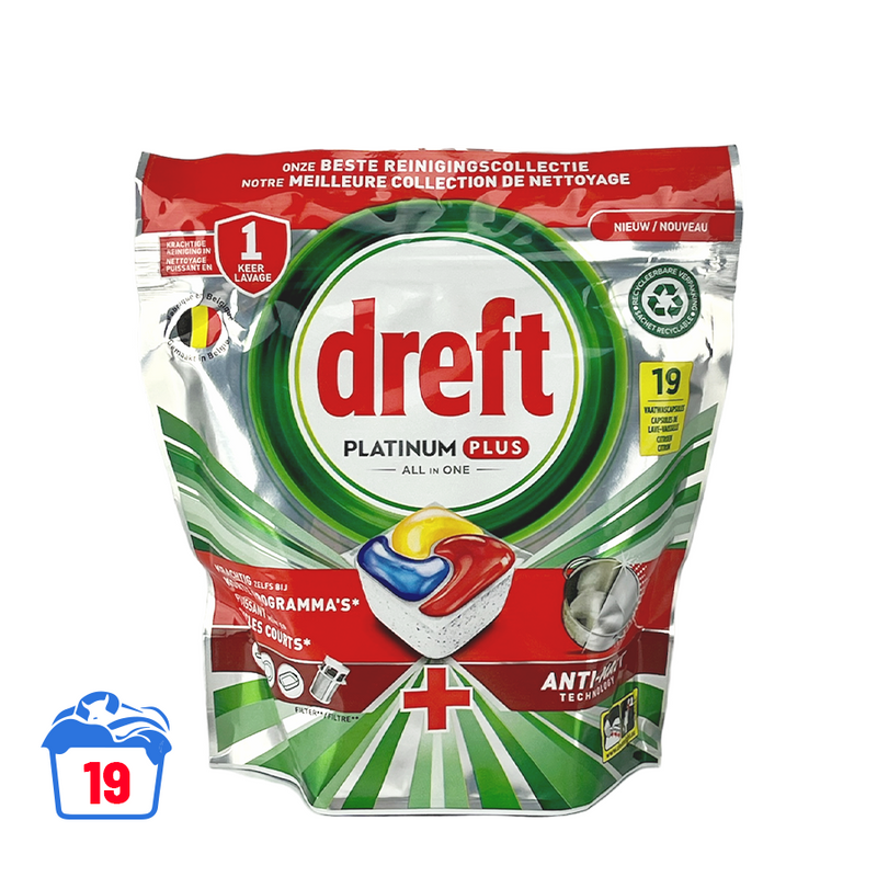 ギャラリービューアに画像をロードする, Dreft vaatwastabletten platinum plus all in one anti-matt lemon 19 stuks
