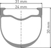 Dt swiss grc 1100 dicut® 30 27.5 disc front wheel