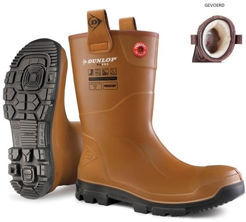 Dunlop lj2hr48fl werklaars | rigpro | gevoerd | bruin | maat 44 8713197053392