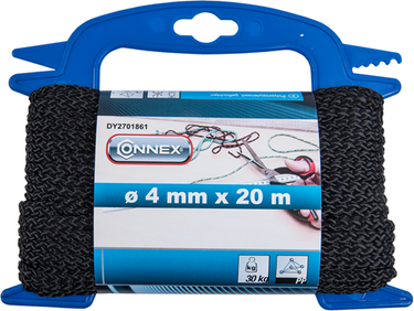 Connex pp touw 4mm 30kg zwart haspel 20m - dy2701861