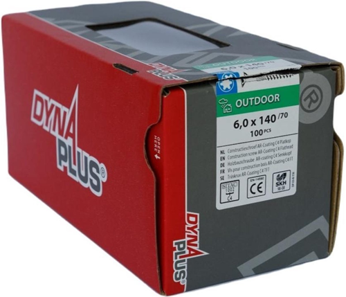 Afbeelding laden in galerijviewer, Dynaplus constructieschroef ar-coating platkop deeldraad +snijpunt torx tx30 6.0x140 70 | 100 stuks - 0281.08.51001

