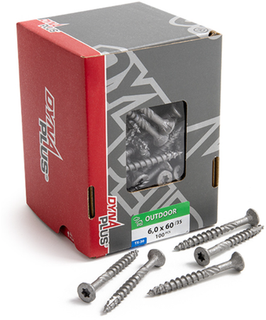 Dynaplus constructieschroef ar-coating platkop deeldraad +snijpunt torx tx30 6.0x60 35 | 100 stuks - 0281.08.50001