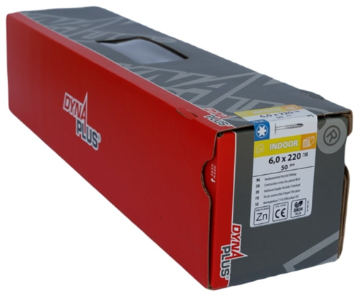 Cargue la imagen en el visor de la galería, Dynaplus houtbouwschroef verzinkt tellerkop deeldraad +snijpunt torx tx30 6.0x220 100 | 50 stuks - 0286.01.52001
