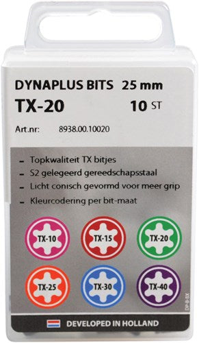 Dynaplus schroefbit 25 mm tx-15 rood 10x