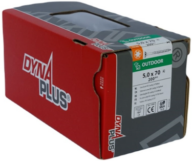 Dynaplus unischroef spaanplaatschroef ar-coating platkop deeldraad torx tx25 5.0x70 42 | 200 stuks - 0281.08.42201