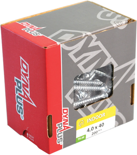 Load image into Gallery viewer, Dynaplus unischroef spaanplaatschroef verzinkt platkop voldraad torx tx20 4.0x40 | 200 stuks - 0281.01.25601
