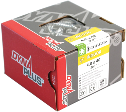 Load image into Gallery viewer, Dynaplus unischroef spaanplaatschroef verzinkt platkop voldraad torx tx20 4.0x40 | 200 stuks - 0281.01.25601
