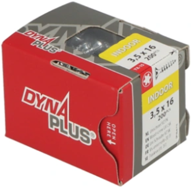 Dynaplus unischroef spaanplaatschroef vz (verzinkt) pk (platkop) torx tx15 3.5x16 | 200 stuks - 0281.01.16701