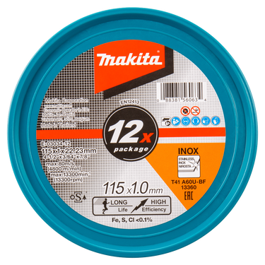 Makita doorslijps. 115x1.0mm rvs 12st - e-03034-12