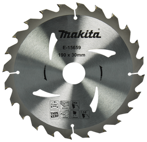 Makita accessoires cirkelzaagblad hout | 190x30x1,6 24t 18g - e-15659 - e-15659