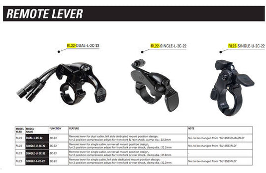 Srsuntour sr suntour - remote lock bediening rl22 single-u-2c-22
