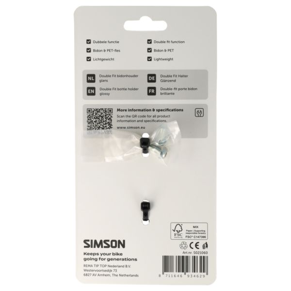 Afbeelding laden in galerijviewer, Simson fles- en bidonhouder double fit glans zwart
