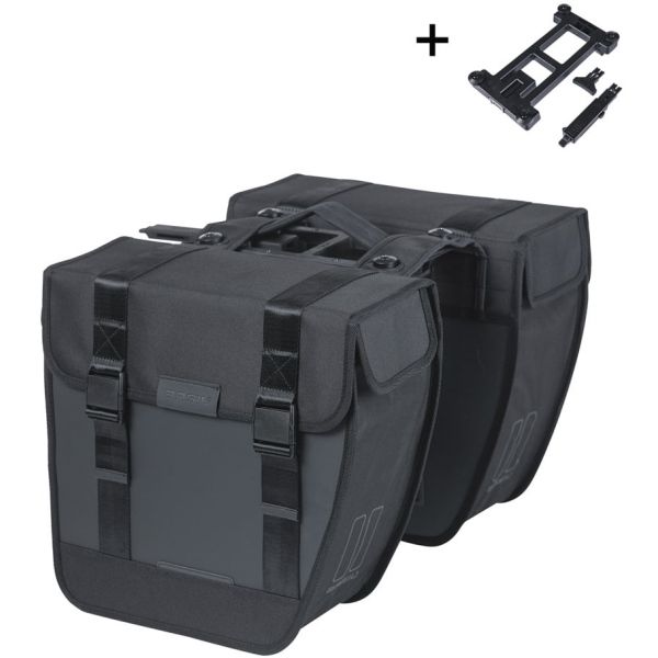 Afbeelding laden in galerijviewer, Basil dubbele fietstas tour waterproof mik 28 liter 14 x 29 x 30 cm (2x) - zwart
