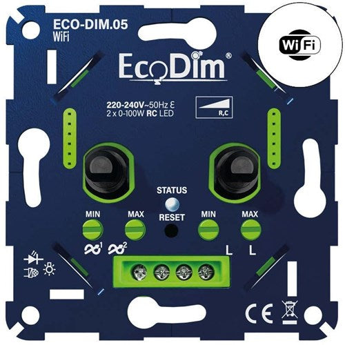 Chargez l'image dans la visionneuse de la galerie, Enzo eco led dimmer duo wifi 0-100w ecodim fase afsnijding - 4355419
