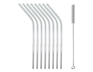 Ecoluba metalen rietjes gebogen - 8 stuks