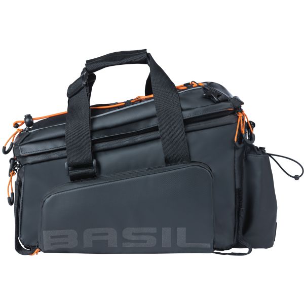 Load image into Gallery viewer, Basil Miles XL Pro bagagedragertas, zwart oranje, waterdicht, 9-36L, geschikt voor elektrische fietsen
