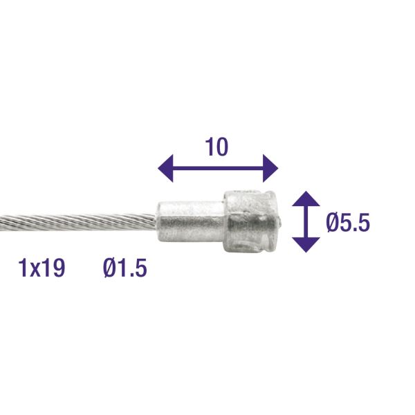 Load image into Gallery viewer, Rem binnenkabel Elvedes 2000mm RVS ø1,5mm V-nippel (100 stuks)
