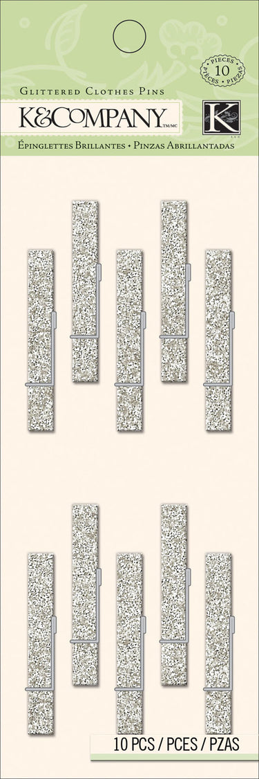 K company • glittered silver clothes pins