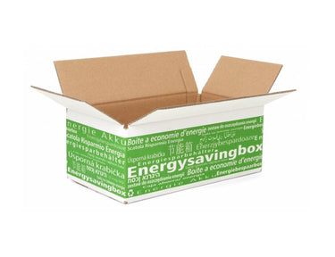 Energiebespaarbox doos met opdruk