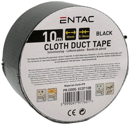 Enzo entac reparatietape 50mm rol 10m zwart - 4139542