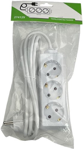 Enzo entac tcd ra 4-voudig 1.5meter snoer wit 6872560