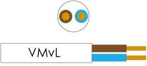 Enzo kabel vmvl rond 2x1,00 qmm wit - 1227270