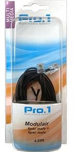 Enzo pro-1 modulair 6p4c naar 6p4c zwart 6.0 meter 9297025