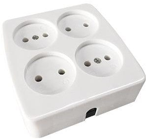 Cargue la imagen en el visor de la galería, Enzo tafelcontactdoos 4v vierkant wit 6871220
