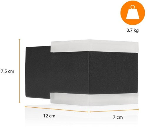 Cargue la imagen en el visor de la galería, Enzo wandlamp | zwart | vierkant | 8w led | ip44 3000k | smartwares ool-50020 - a5019020
