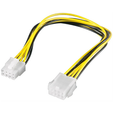 Goobay 8-pin eps verlengkabel (zwart geel, 0,28 meter)