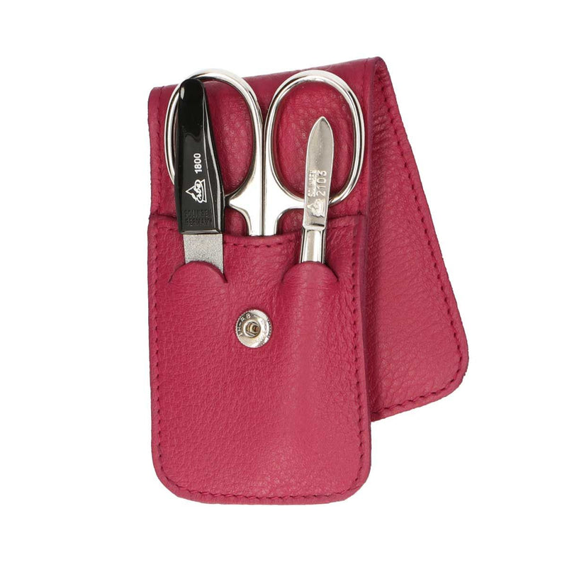 Load image into Gallery viewer, Erbe solingen 3-delige manicure etui met drukknoopsluiting fuchsia (erbe9079)
