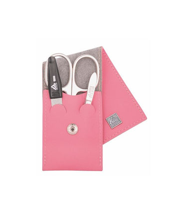 Erbe solingen 3-delige manicure etui met drukknoop sluiting oud rose (erbe9672)