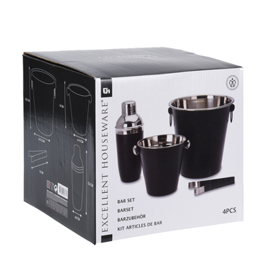 Ty excellent houseware barset rvs zwart 4-delig