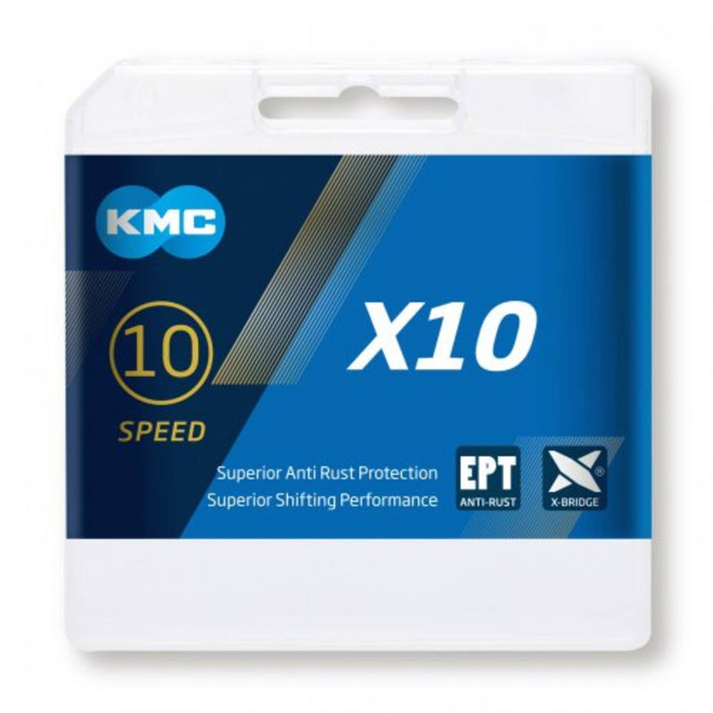 Load image into Gallery viewer, KMC Fietsketting X10 EPT 114, 10-speed, 5.88mm, Zilver
