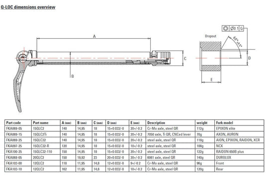 SrSuntour Suntour steekas q-loc 15 100mm 15qlc32 cr-mo fka069-25