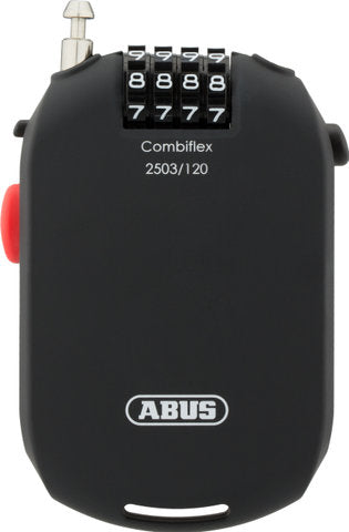 Abus speciaal slot combiflex 2503 120 + houder uch 2503 - geschikt als bagagebeveiliging, skislot, helmbeveiliging - 120 cm staalkabel - met cijfercode - zwart