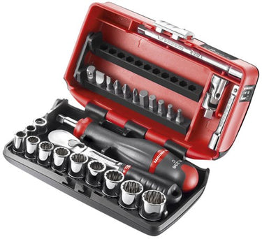 Facom compacte 1 4’’ doppenset 12 kant met ratel met stofdichte kop - rl.nano112