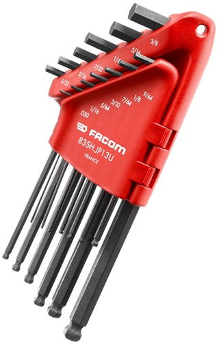 Facom set van 13 inbussleutels met kogelkop, inch - 83sh.jp13u