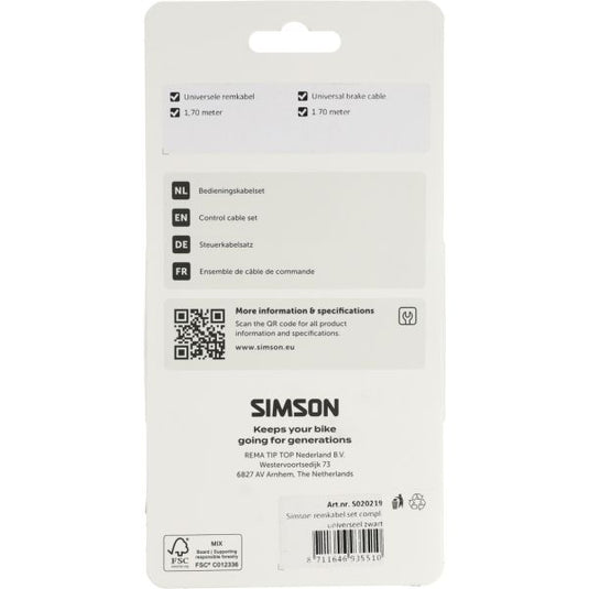 Simson remkabelset compleet universeel zwart