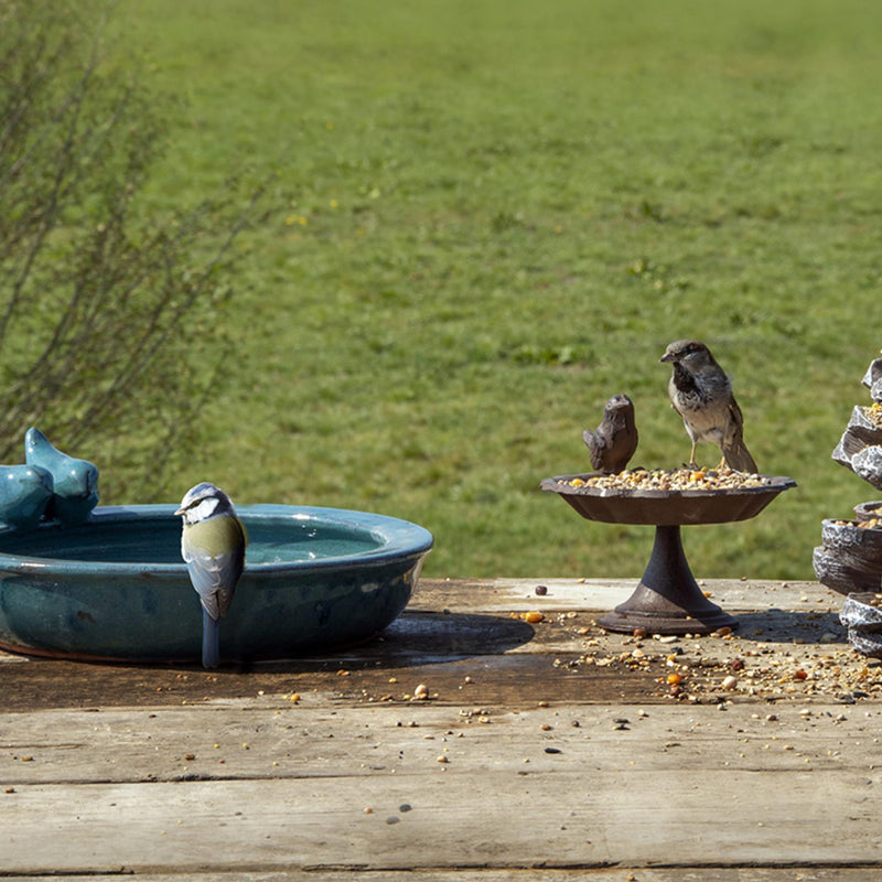 Load image into Gallery viewer, Esschert design vogelbad keramiek petrol
