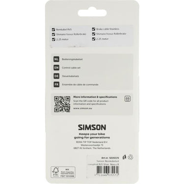Simson remkabelset compleet shimano nexus rollerbr. rvs zwart