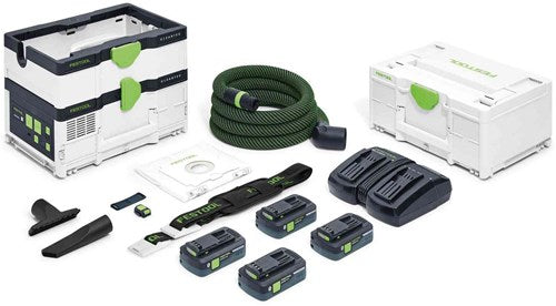 Festool ctlc sys hpc 4.0 i-plus | cleantec accu stofzuiger 2x18v 4.5l in systainer (2x 4.0ah accu + tcl 6 duo snellader) - 576944