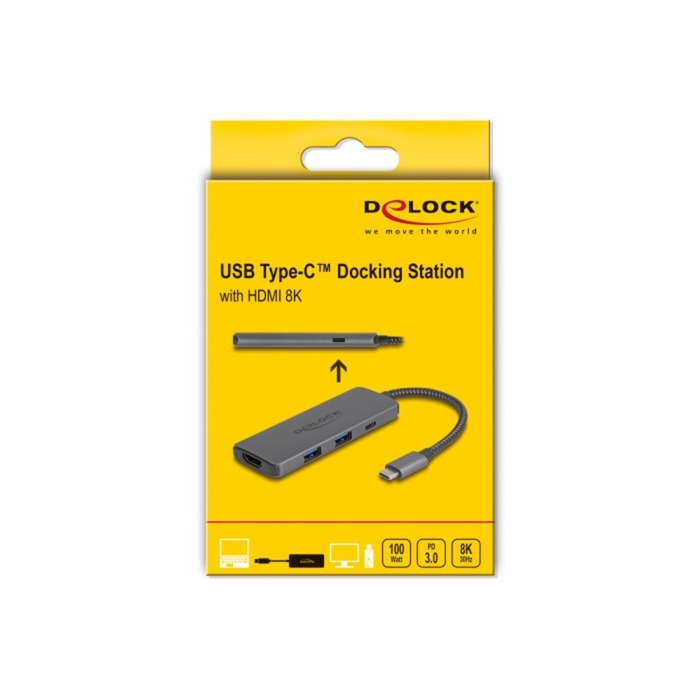 Load image into Gallery viewer, Delock usb type-c docking station 8k (donkergrijs, hdmi, usb, pd 3.0 100 w)
