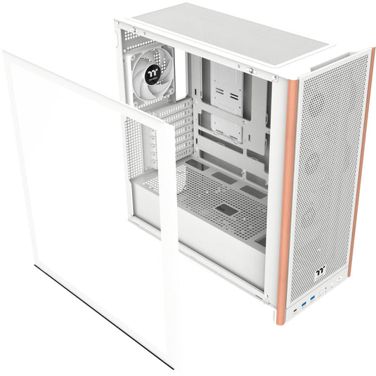 Thermaltake s370 ws snow midi tower behuizing (wit | 2x usb-a | 1x usb-c | tempered glass)